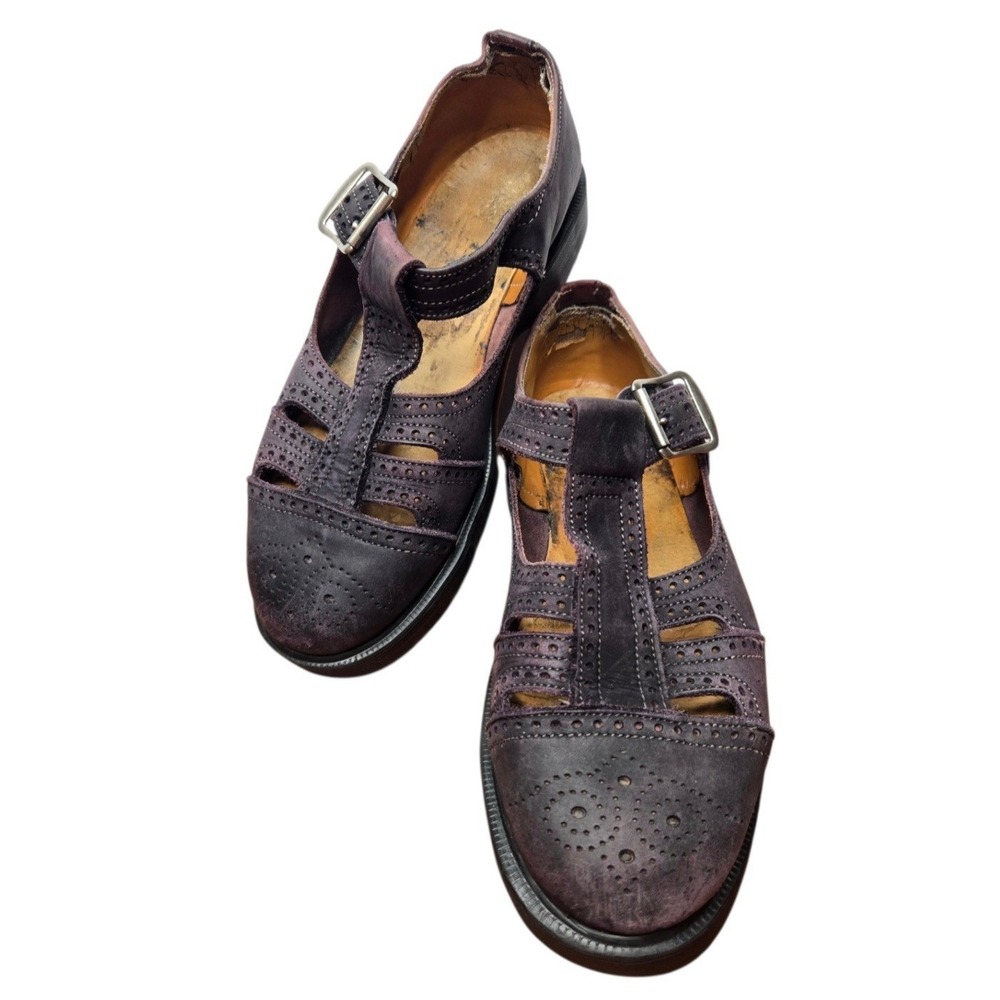 Rare Vintage Dr. Martens Purple Suede Brogue Mary Janes UK 5 US 7 Made England